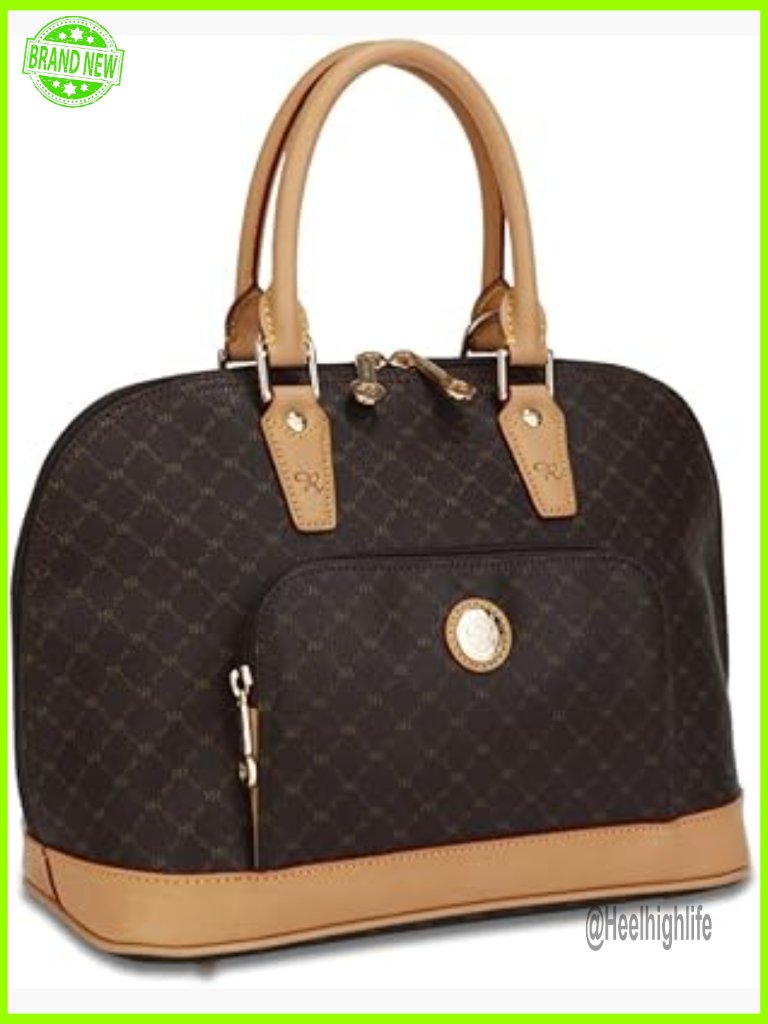 Leather Top Handle Bag With Detachable Strap, Multiple Pockets